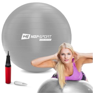 Levně Gymnastický míč fitness 75cm s pumpou - stříbrný