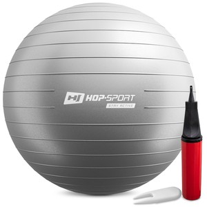 Gymnastický míč fitness 75cm s pumpou - stříbrný