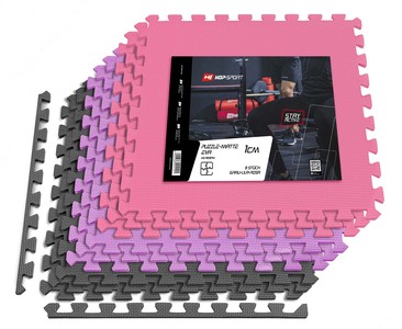 Levně Podložka puzzle EVA 1cm, 9ks šedo-fialovo-růžová